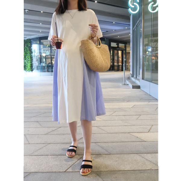 Lühikeste varrukatega naiste kleit rasedatele