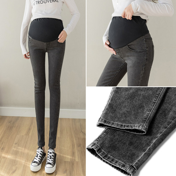 Liibuv teksapükste mudel laia elastse vööga rasedatele