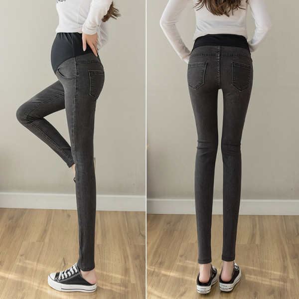 Liibuv teksapükste mudel laia elastse vööga rasedatele