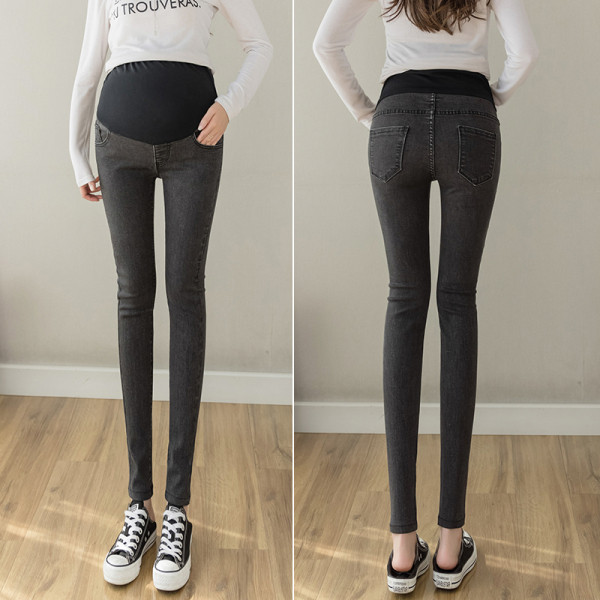 Liibuv teksapükste mudel laia elastse vööga rasedatele