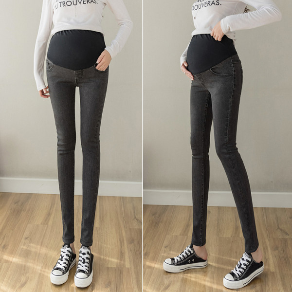 Liibuv teksapükste mudel laia elastse vööga rasedatele