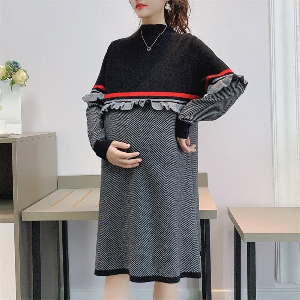 Ležerna ženska haljina za trudnice sa kovrčama