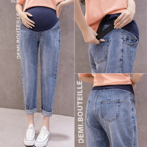 Ευρύ μοντέλο τζιν για έγκυες γυναίκες με φαρδιά ελαστική ζώνη
