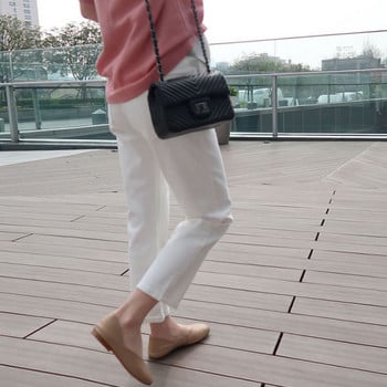 Ежедневен дамски панталон с ластична талия в бял цвят 