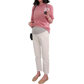 Γυναικείο παντελόνι casual με ελαστική μέση σε λευκό χρώμα