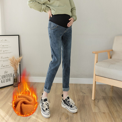 Naiste sügis-talvised teksapüksid vöökohas