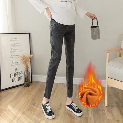 Naiste sügis-talvised teksapüksid vöökohas