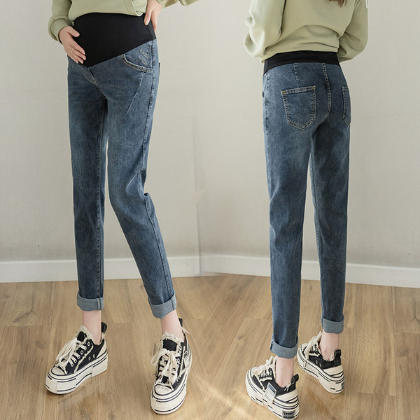 Naiste sügis-talvised teksapüksid vöökohas