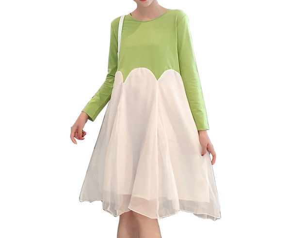 Pikkade varrukatega vabaaja kleit rasedatele