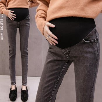 Втален модел дънки за бременни в сив цвят