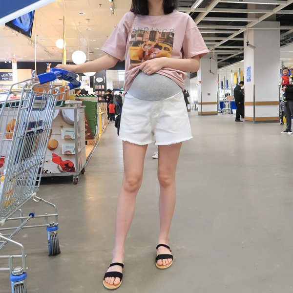 Naiste lühikesed elastse vöökohaga teksad - rasedatele