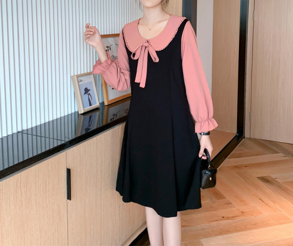 Új modell női ruha terhes nőknek kerek nyakkivágással