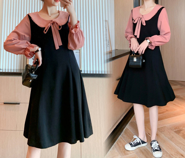 Új modell női ruha terhes nőknek kerek nyakkivágással