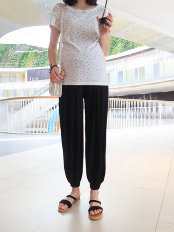 Дамски ежедневни панталони широк модел подходящи за бременни 
