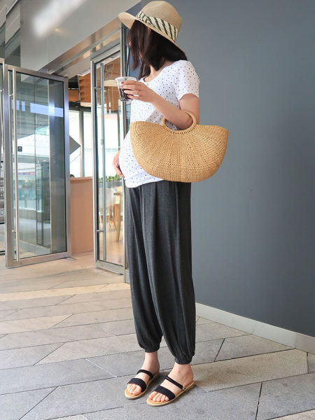 Női alkalmi nadrág széles modell terhes nők számára