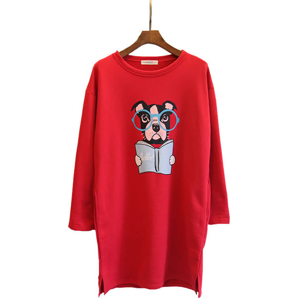 Värvilise aplikatsiooni ja ovaalse kaelusega naiste tuunika