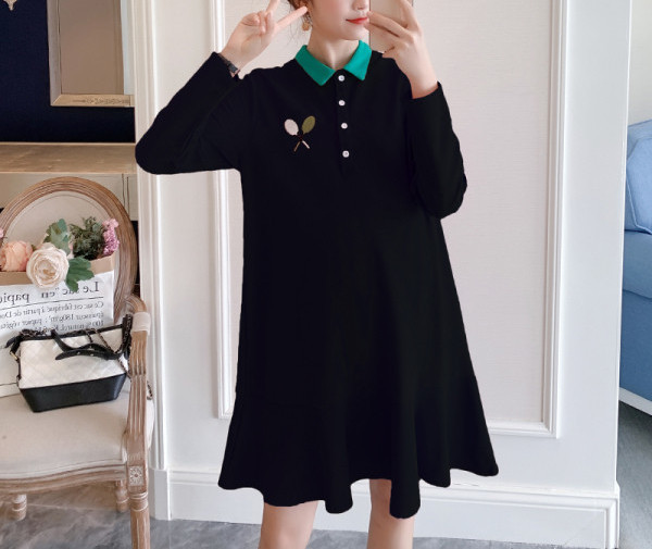 Uue mudeliga kleit rasedatele musta ja roosa kaelusega