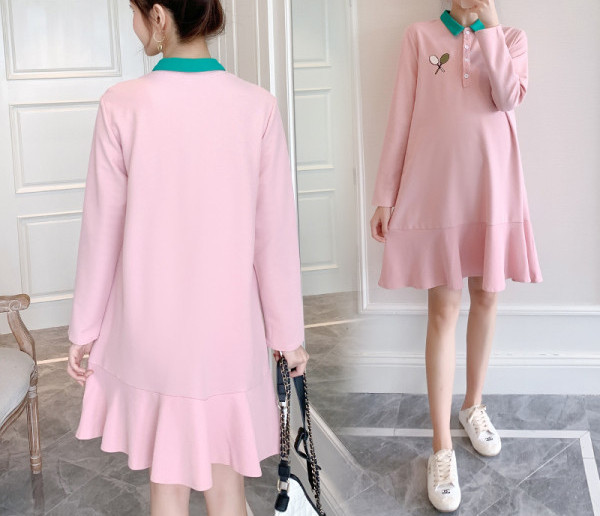 Uue mudeliga kleit rasedatele musta ja roosa kaelusega