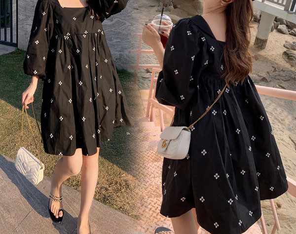 Ежедневна рокля с квадратно деколте-за бременни