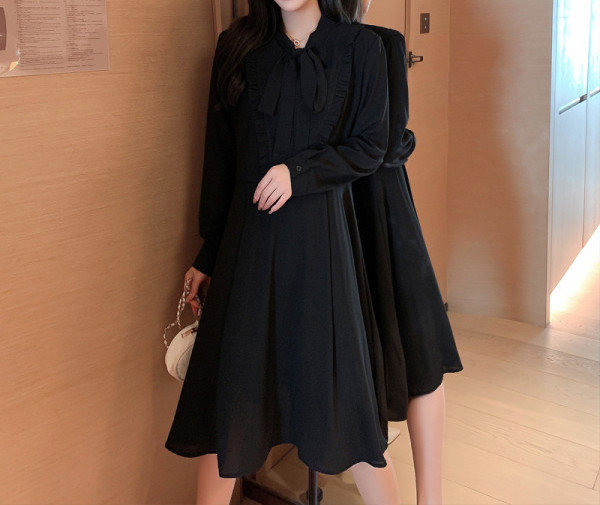 Testreszabott modell női ruha terhes nőknek nyakkendővel és hosszú ujjal