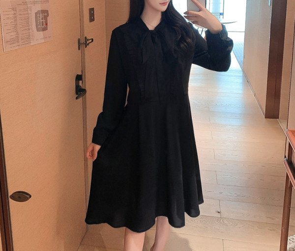 Testreszabott modell női ruha terhes nőknek nyakkendővel és hosszú ujjal