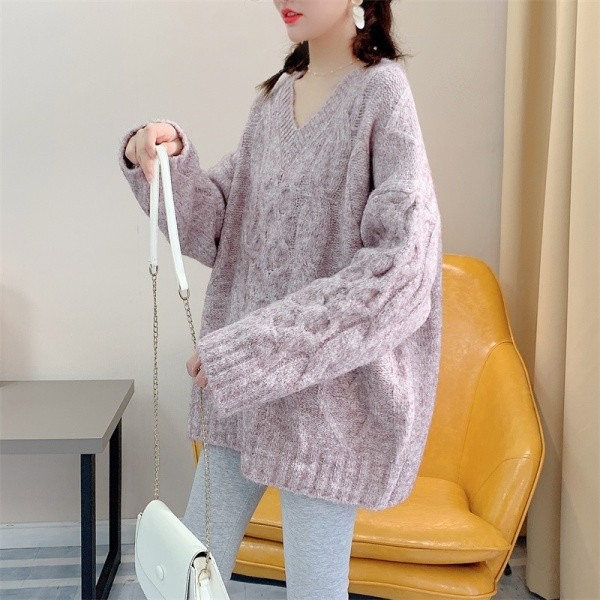 Pulover de puf cu decolteu spitz pentru gravide