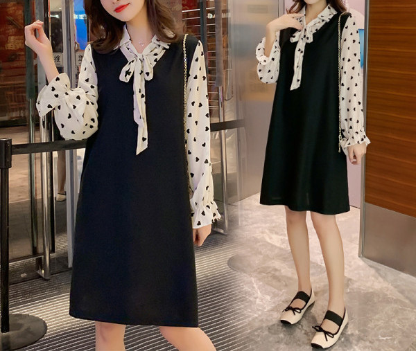 Rochie model nou pentru gravide cu maneci lungi de inimioare