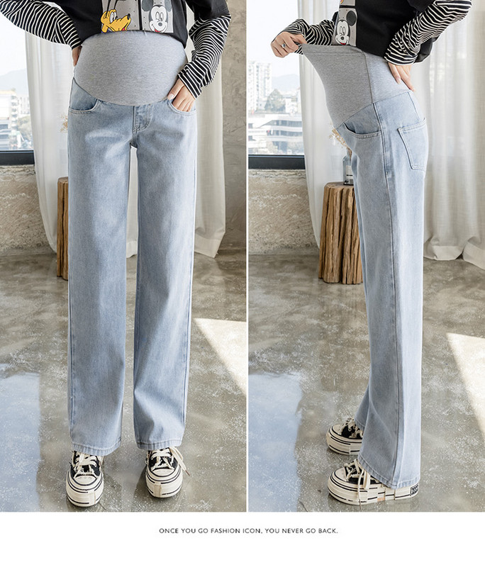 Široki model traperica za trudnice plave boje