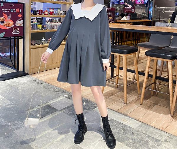 Pikkade varrukatega vabaaja kleit rasedatele