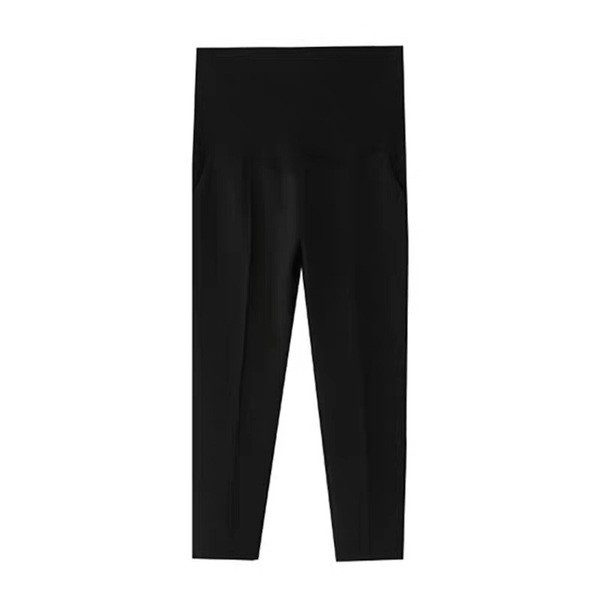 Elegáns egyenes fekete nadrág terhes nők számára