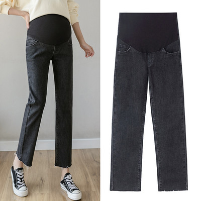 Pantaloni drepti de dama din denim negru pentru gravide