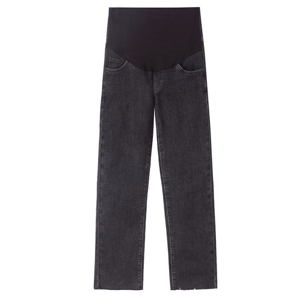 Ženske ravne traper hlače u crnoj boji za trudnice