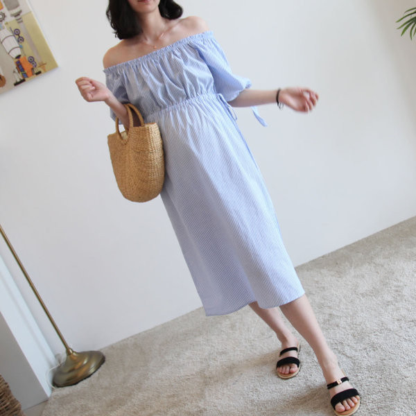 Női alkalmi ruha csupasz váll terhes nők számára