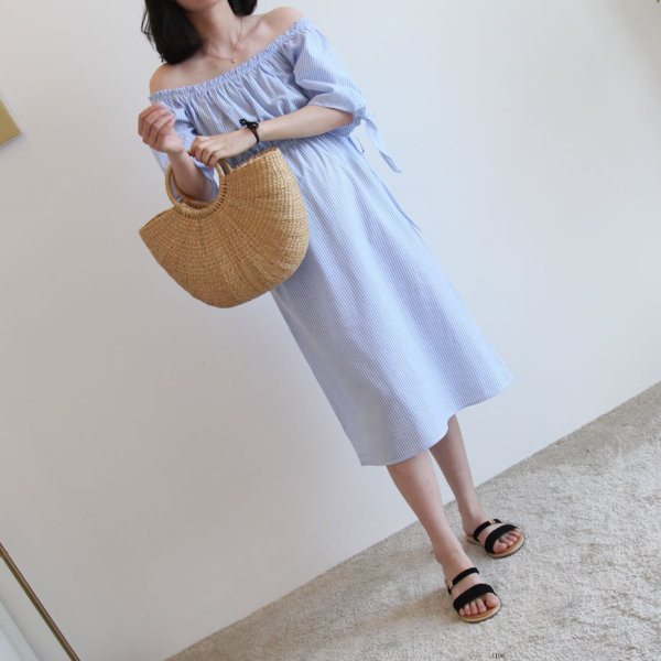 Női alkalmi ruha csupasz váll terhes nők számára