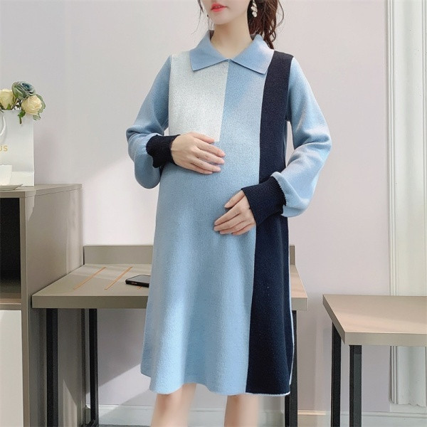 Alkalmi ruha klasszikus gallérral terhes nők számára