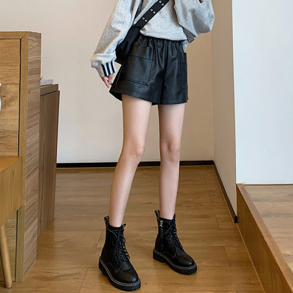 Bőr rövidnadrág széles gumival terhes nők számára