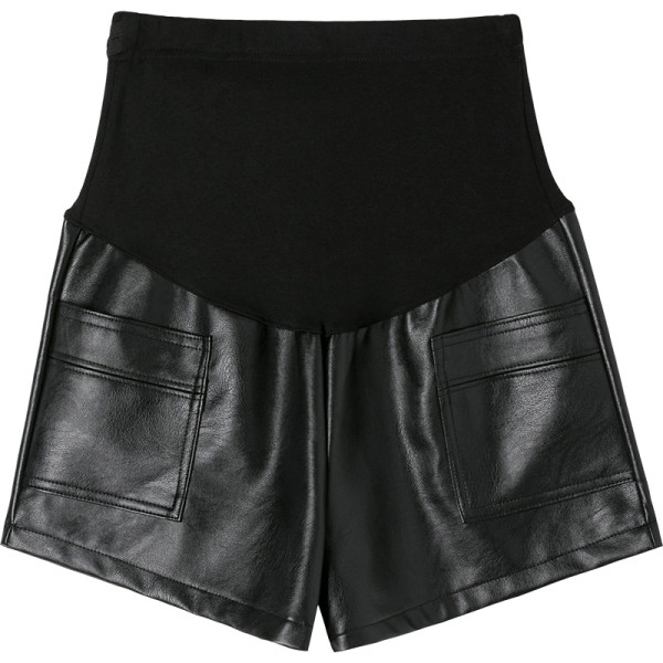 Bőr rövidnadrág széles gumival terhes nők számára
