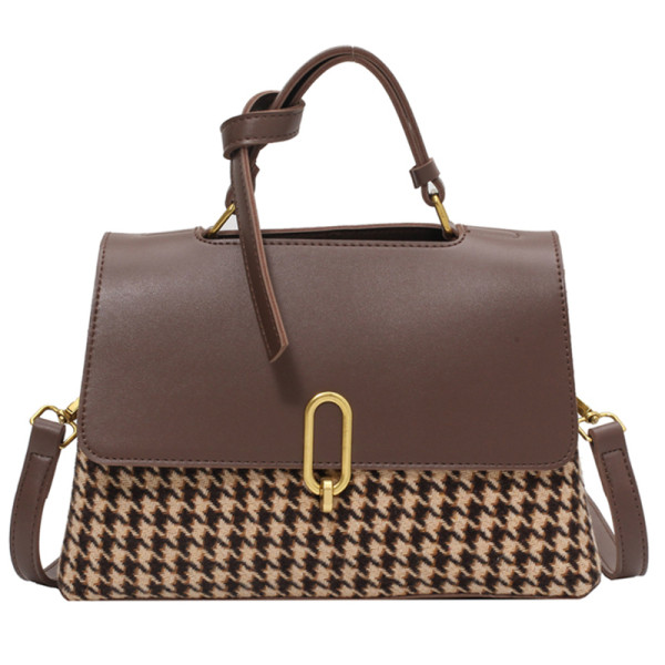 Naiste igapäevane metallist kinnitusega ruuduline kott