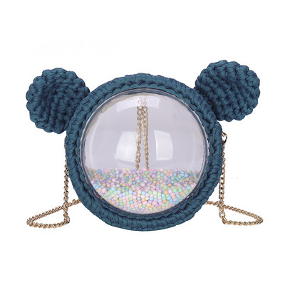 Naiste ümmargune kott 3D elemendi ja metallist sangaga