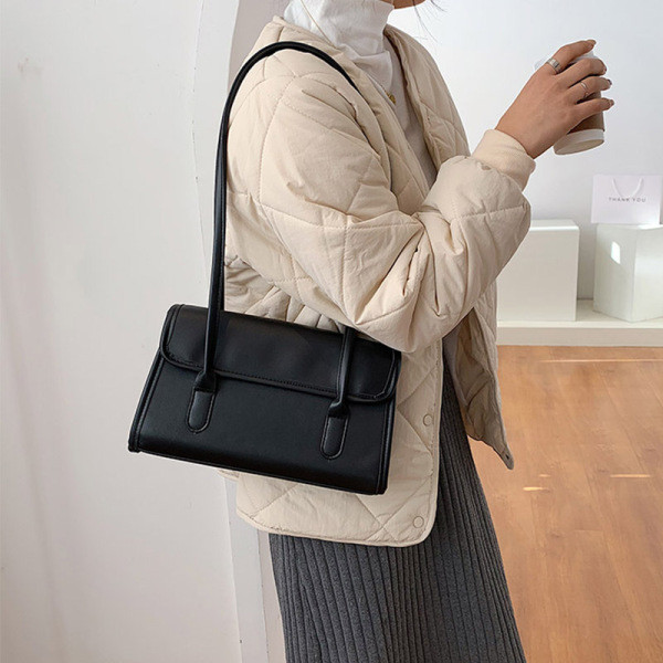 Дамска ежедневна карирана чанта с дълги кожени дръжки 