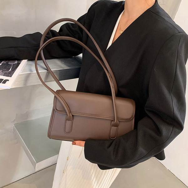 Дамска ежедневна карирана чанта с дълги кожени дръжки 