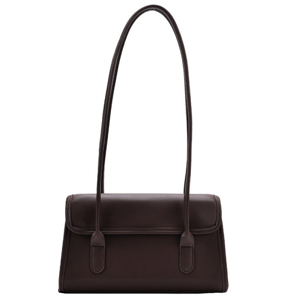 Дамска ежедневна карирана чанта с дълги кожени дръжки 