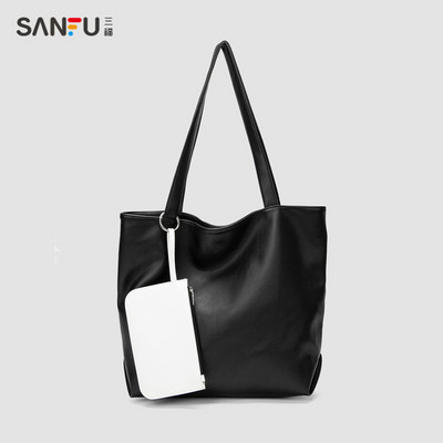 Naiste nahast kott pikkade sangadega kolmes värvitoonis