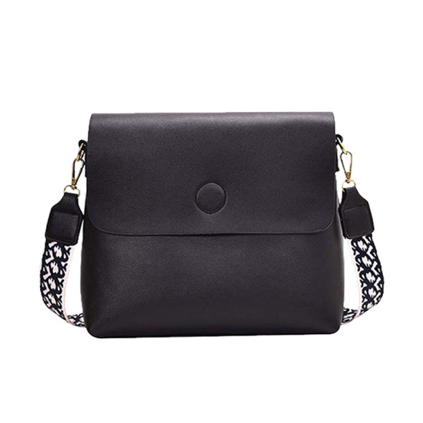 Moodne nahast kott värvilise tekstiilist käepidemega