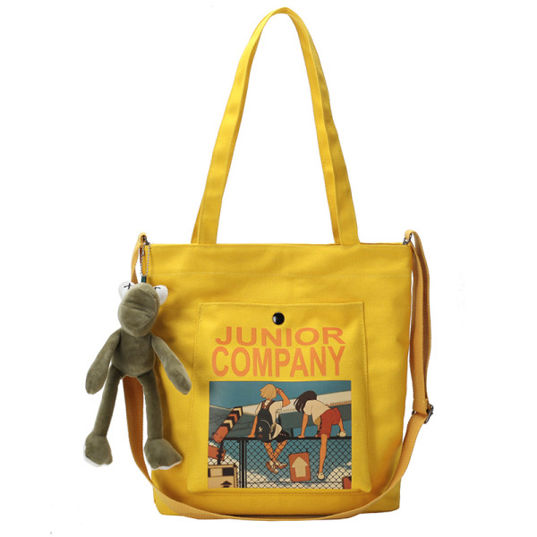 Naiste tekstiilist kott aplikatsiooni ja konnaripatsiga