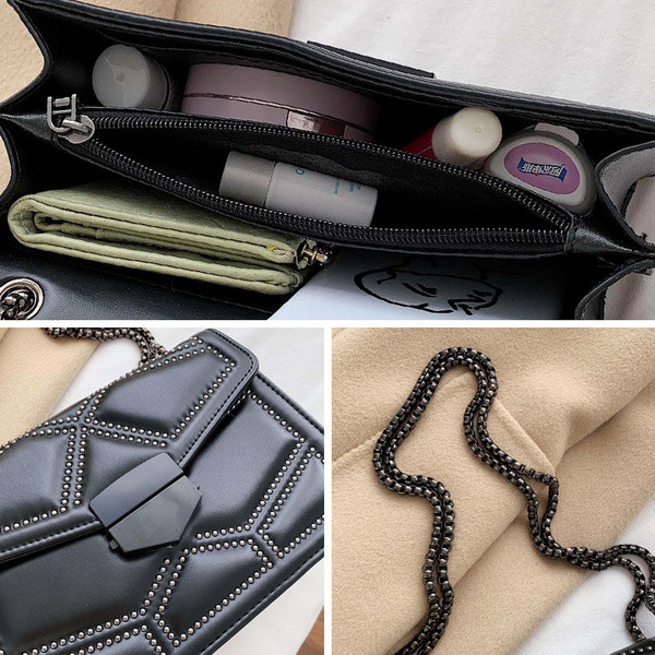 Väike stiilne pika metallist sanga ja pandlaga naistekott