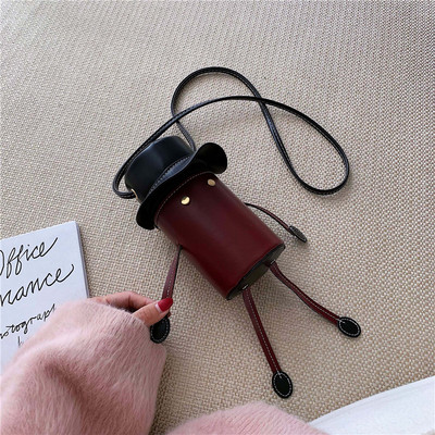 Eko bőrből készült modern női táska hosszú füllel, 3D elemekkel