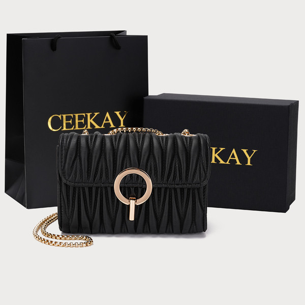 Κομψή γυναικεία τσάντα με κούμπωμα και μακριά λαβή