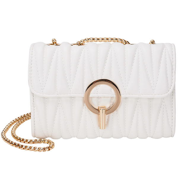 Κομψή γυναικεία τσάντα με κούμπωμα και μακριά λαβή