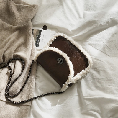 Φθινόπωρο-χειμωνιάτικη τσάντα από οικολογικό δέρμα και γούνα